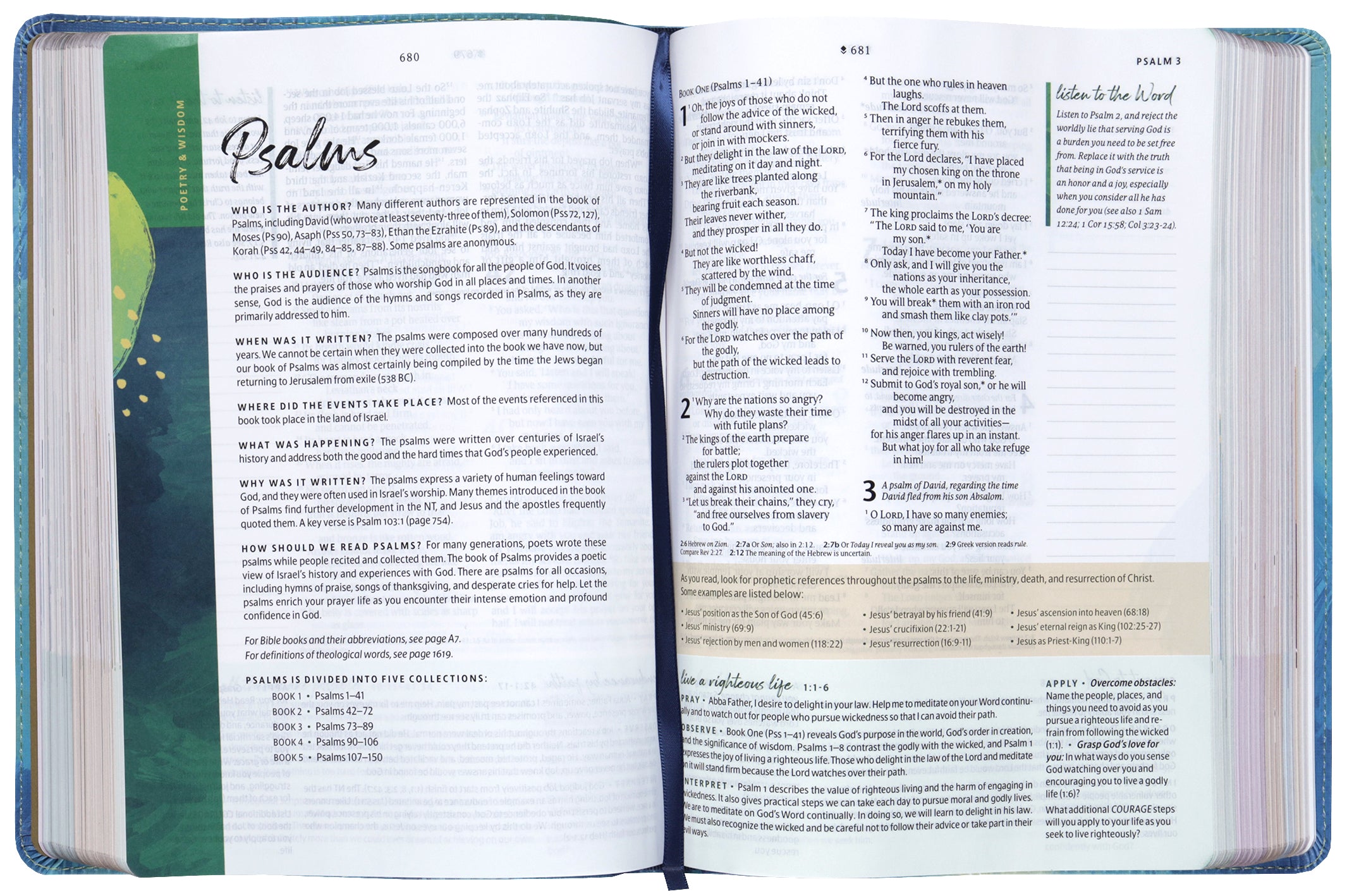 NLT Courage For Life Study Bible For Women Filament-Enabled Edition Brushed Aqua Blue