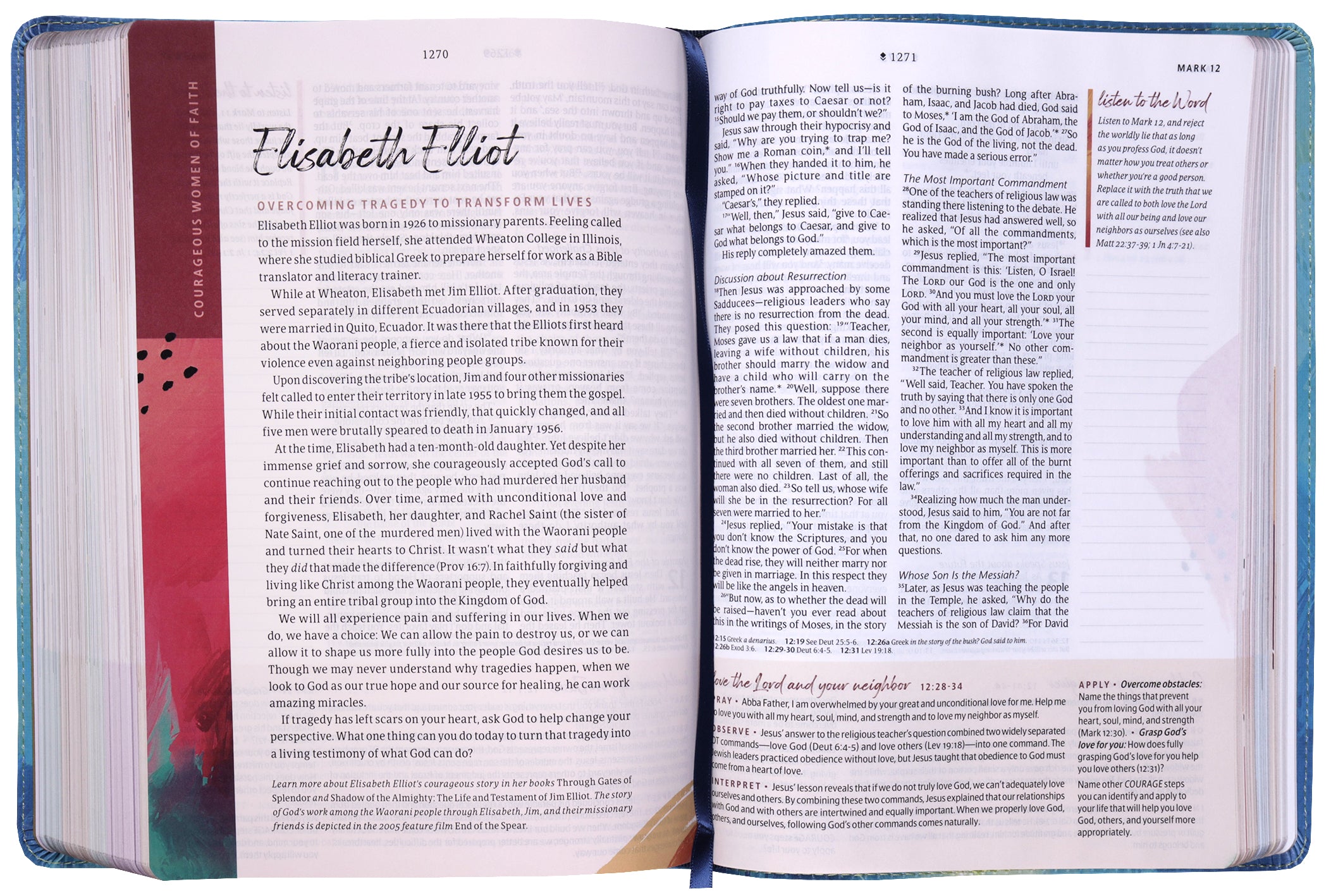 NLT Courage For Life Study Bible For Women Filament-Enabled Edition Brushed Aqua Blue