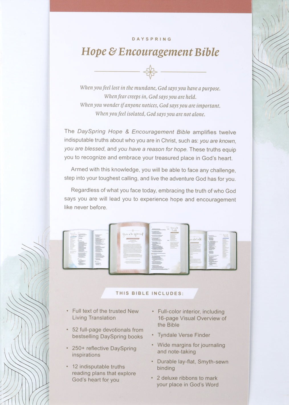 NLT Dayspring Hope & Encouragement Bible Seafoam Green