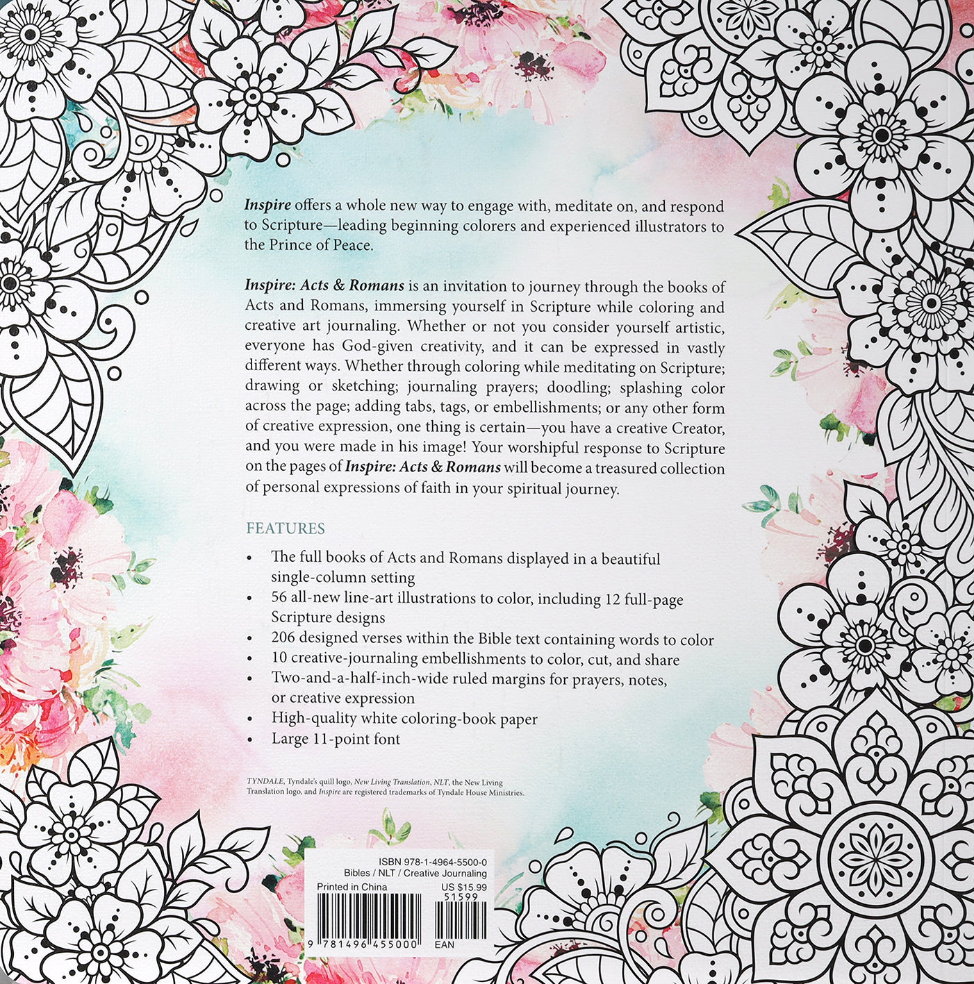 NLT Inspire Acts & Romans Coloring & Creative Journaling