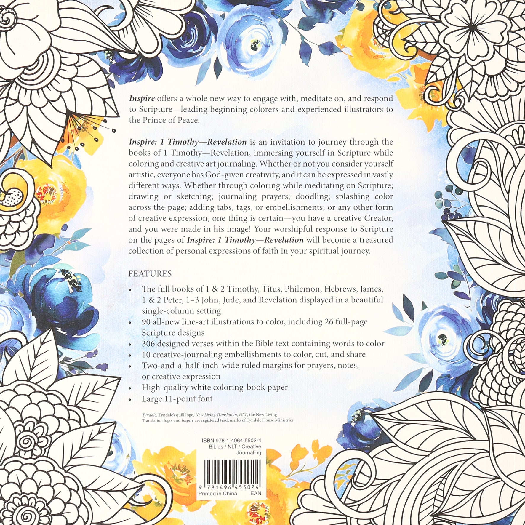 NLT Inspire 1 Timothy - Revelation Coloring and Creative Journaling