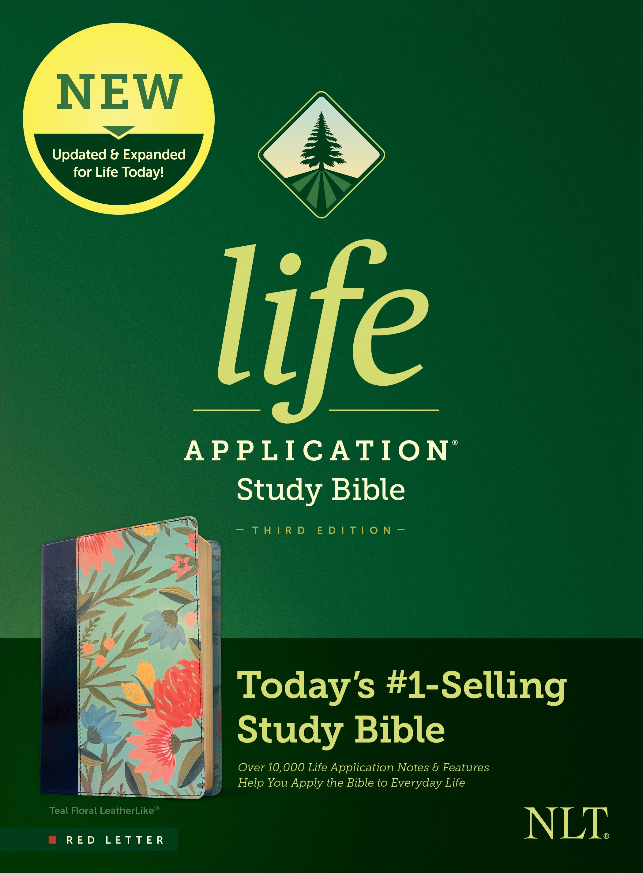 NLT Life Application Study Bible Teal Floral (Red Letter Edition) (3rd Edition)