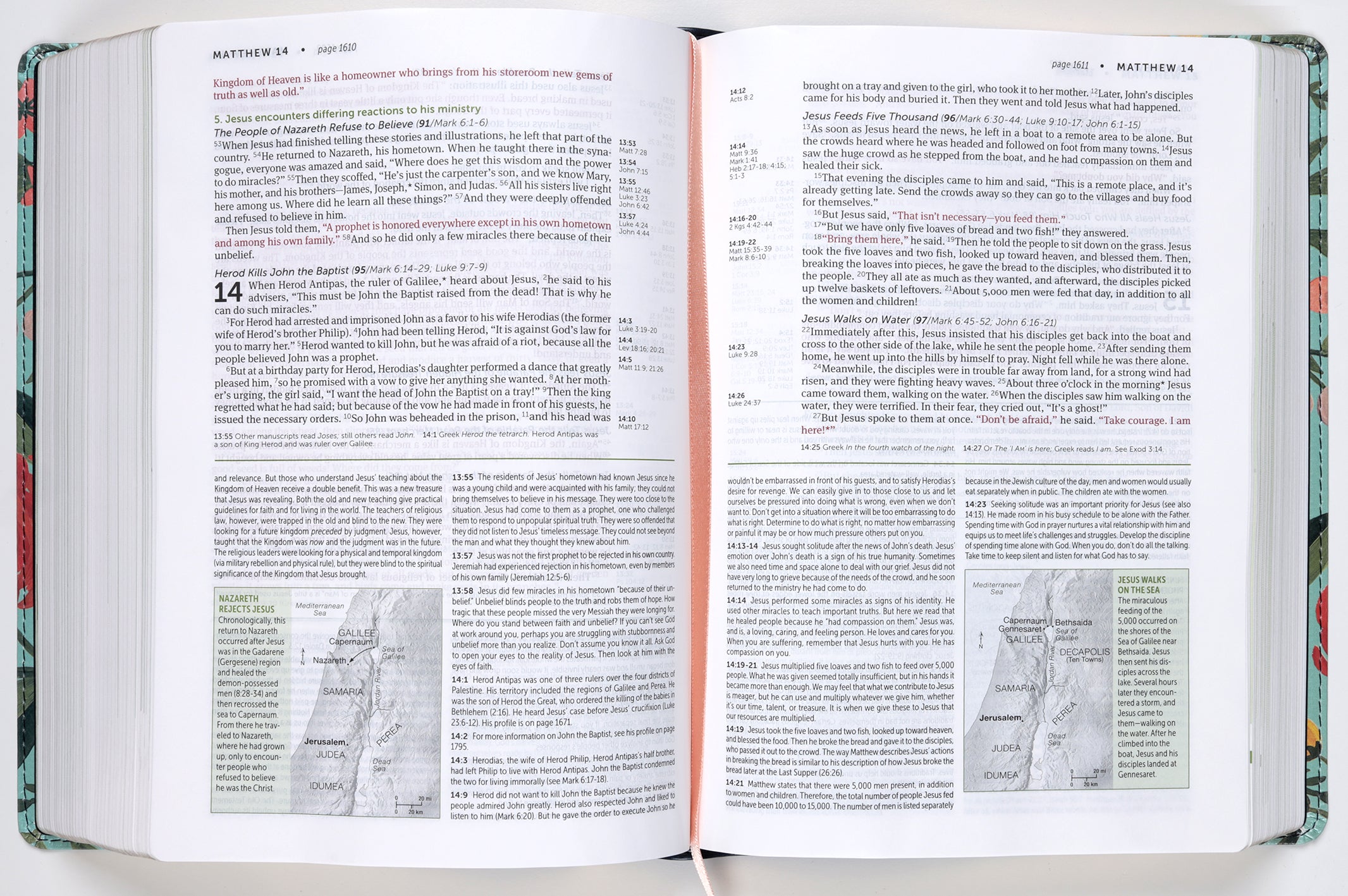 NLT Life Application Study Bible Teal Floral (Red Letter Edition) (3rd Edition)