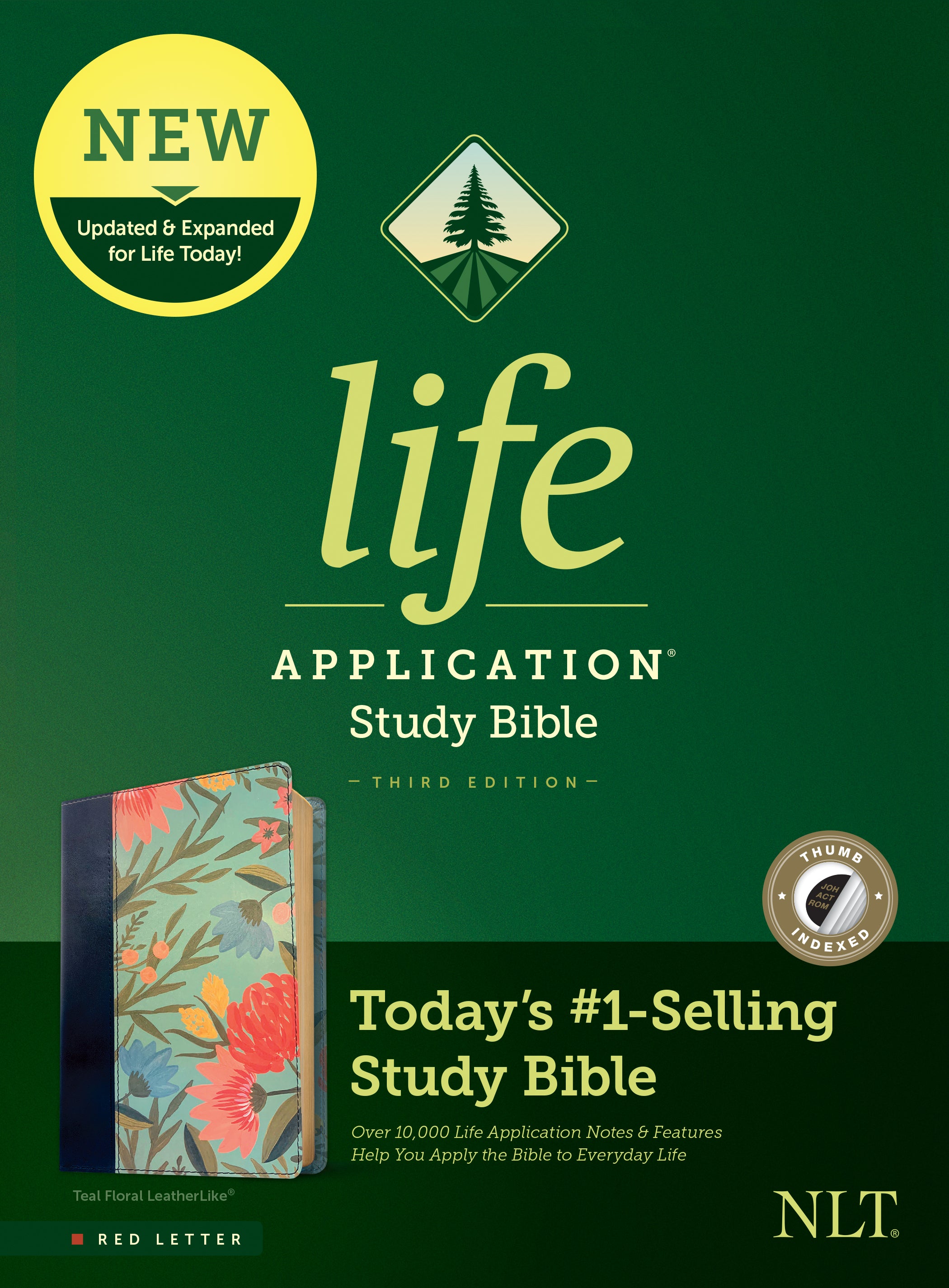 NLT Life Application Study Bible Teal Floral Indexed (Red Letter Edition) (3rd Edition)