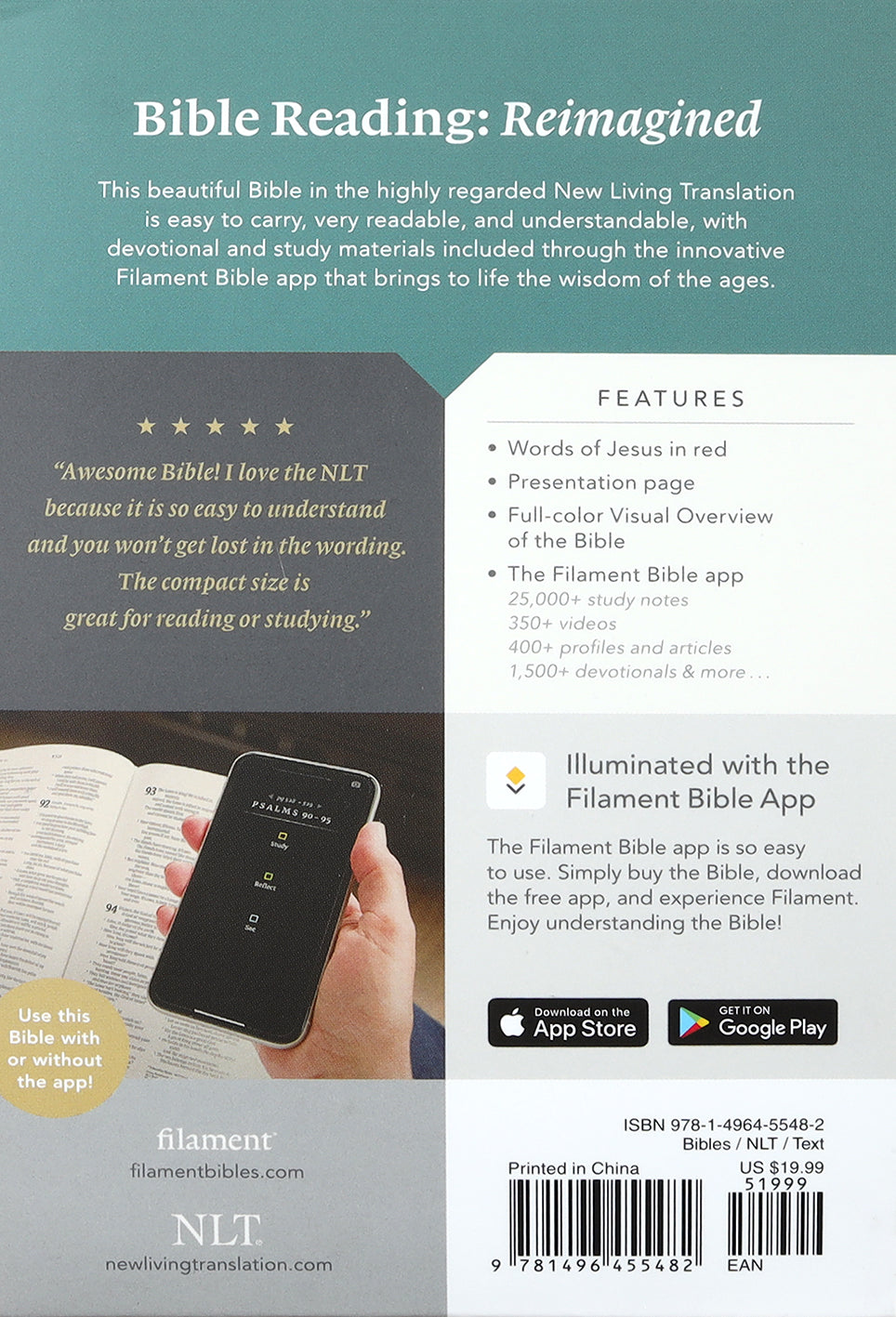 NLT Compact Bible Filament Enabled Edition Rustic Brown (Red Letter Edition)