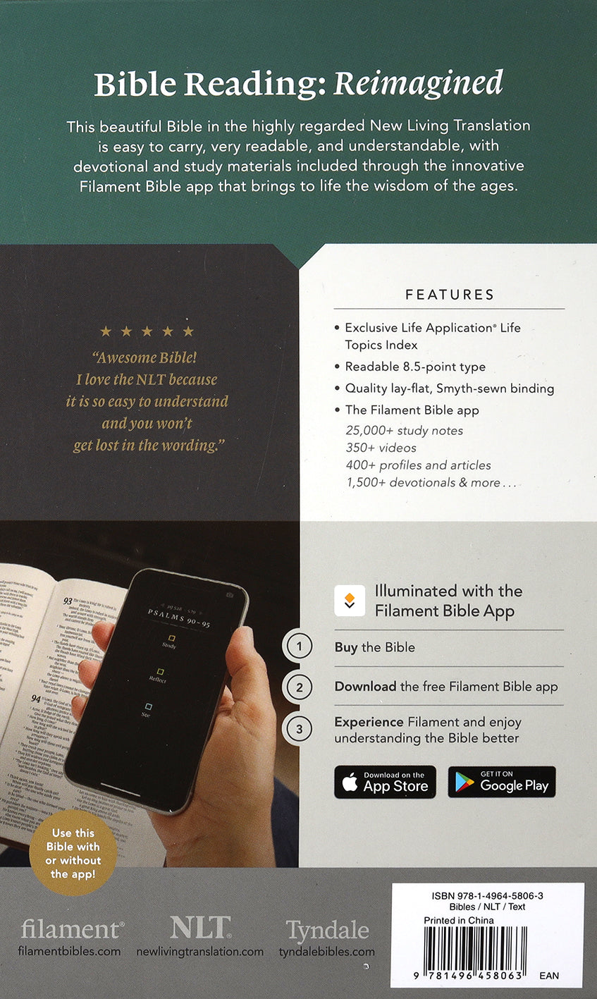 NLT Premium Value Thinline Bible Filament Enabled Edition Dark Brown Cross