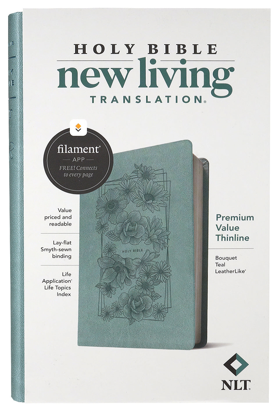 NLT Premium Value Thinline Bible Filament Enabled Edition Bouquet Teal