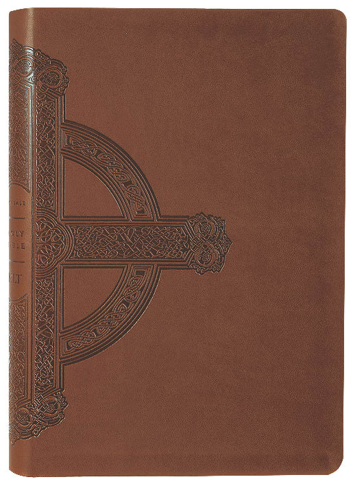 NLT Large Print Premium Value Thinline Bible Filament Enabled Edition Brown Celtic Cross