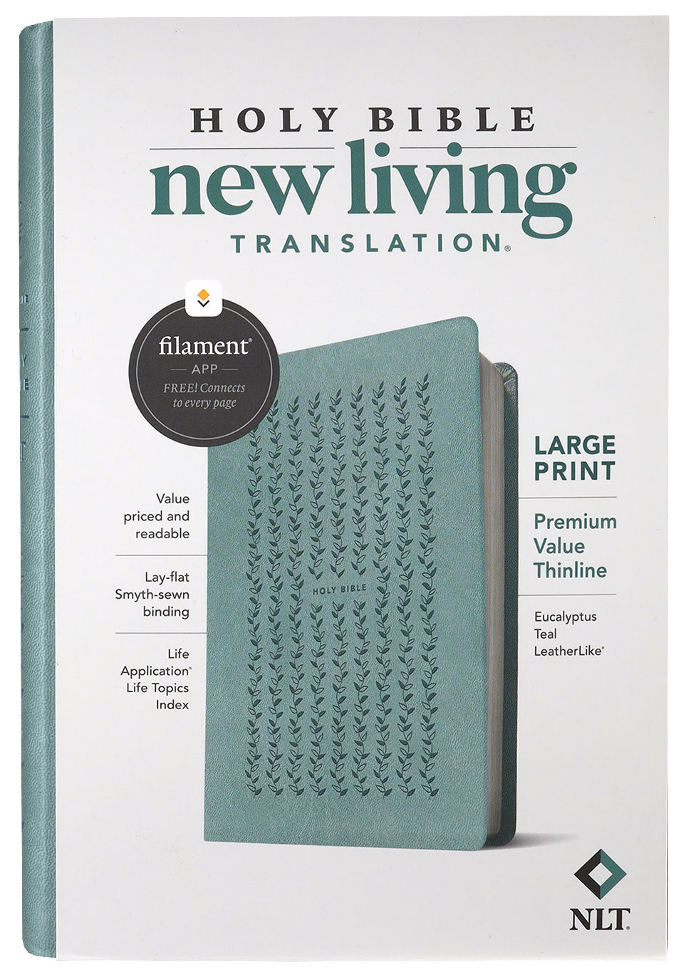 NLT Large Print Premium Value Thinline Bible Filament Enabled Edition Eucalyptus Teal