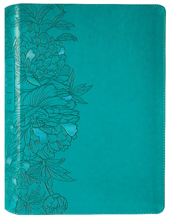NLT Super Giant Print Bible Filament Enabled Edition Peony Rich Teal (Red Letter Edition)
