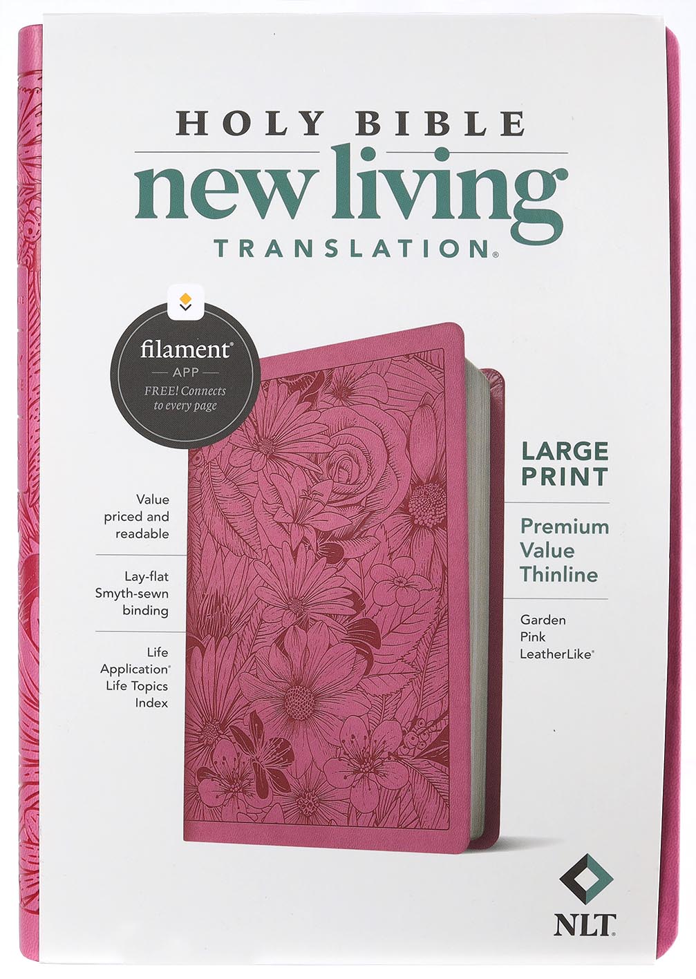 NLT Large Print Premium Value Thinline Bible Filament Enabled Edition Garden Pink