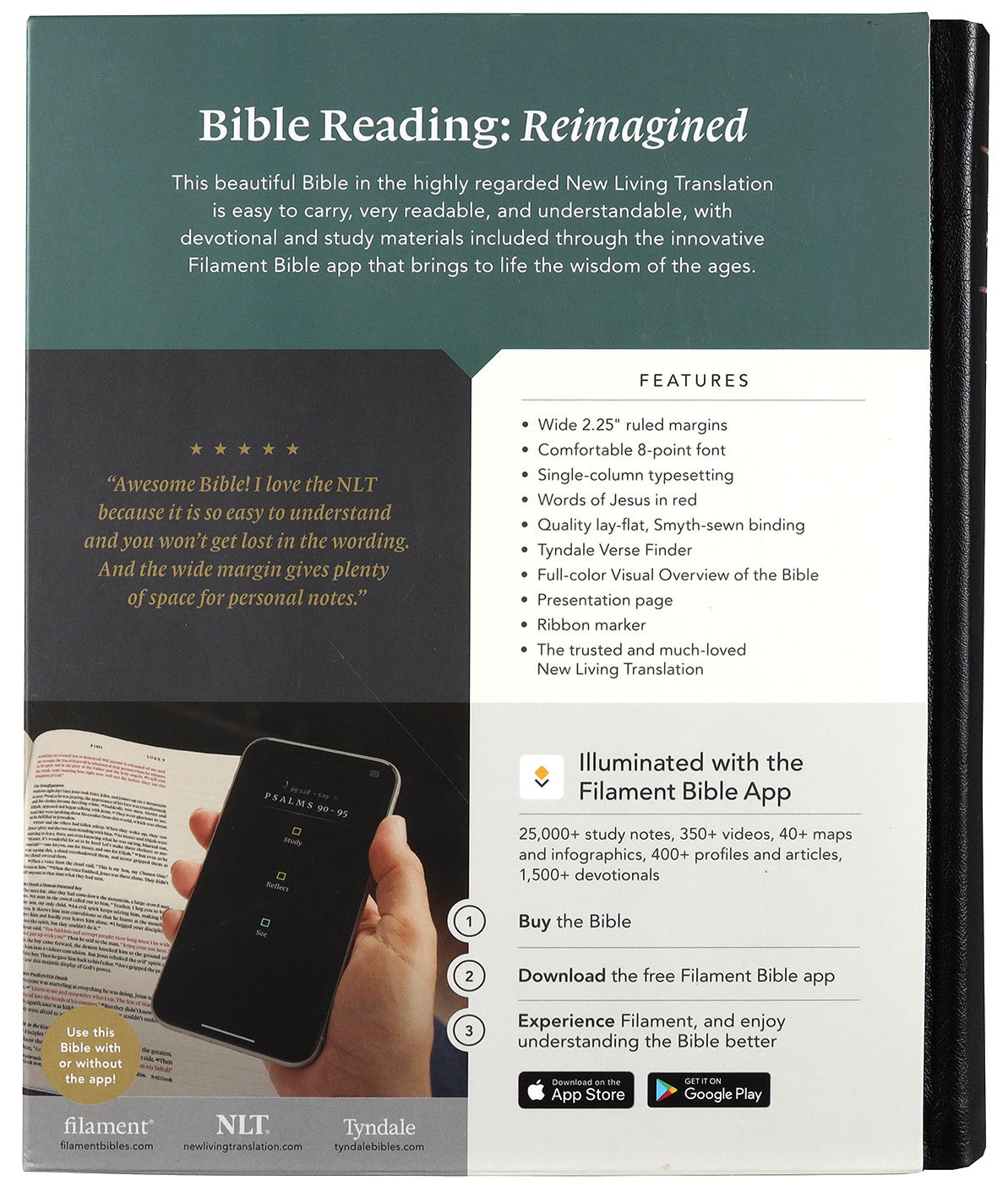 NLT Wide Margin Bible Filament Enabled Edition Black Cross (Red Letter Edition)