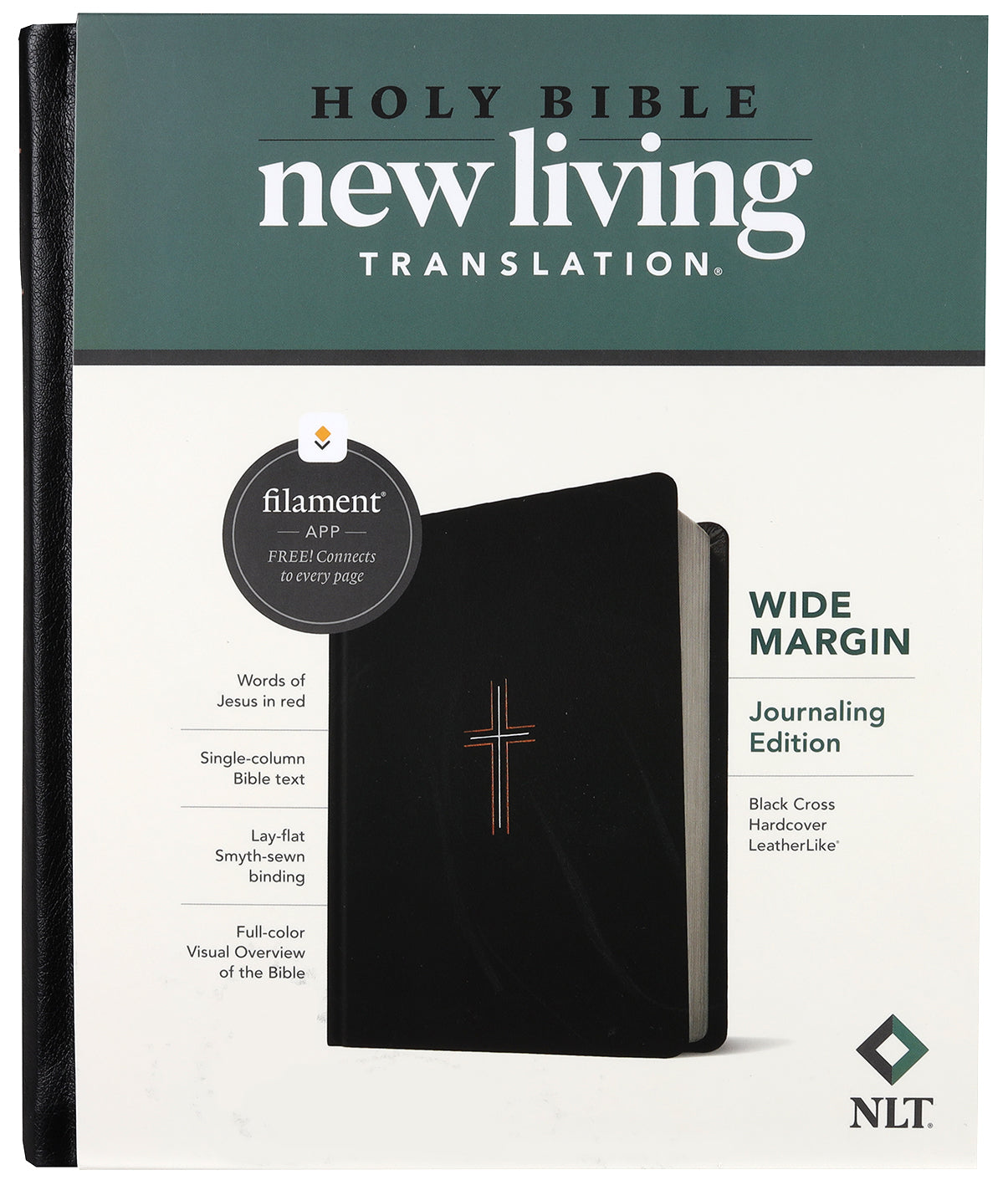 NLT Wide Margin Bible Filament Enabled Edition Black Cross (Red Letter Edition)