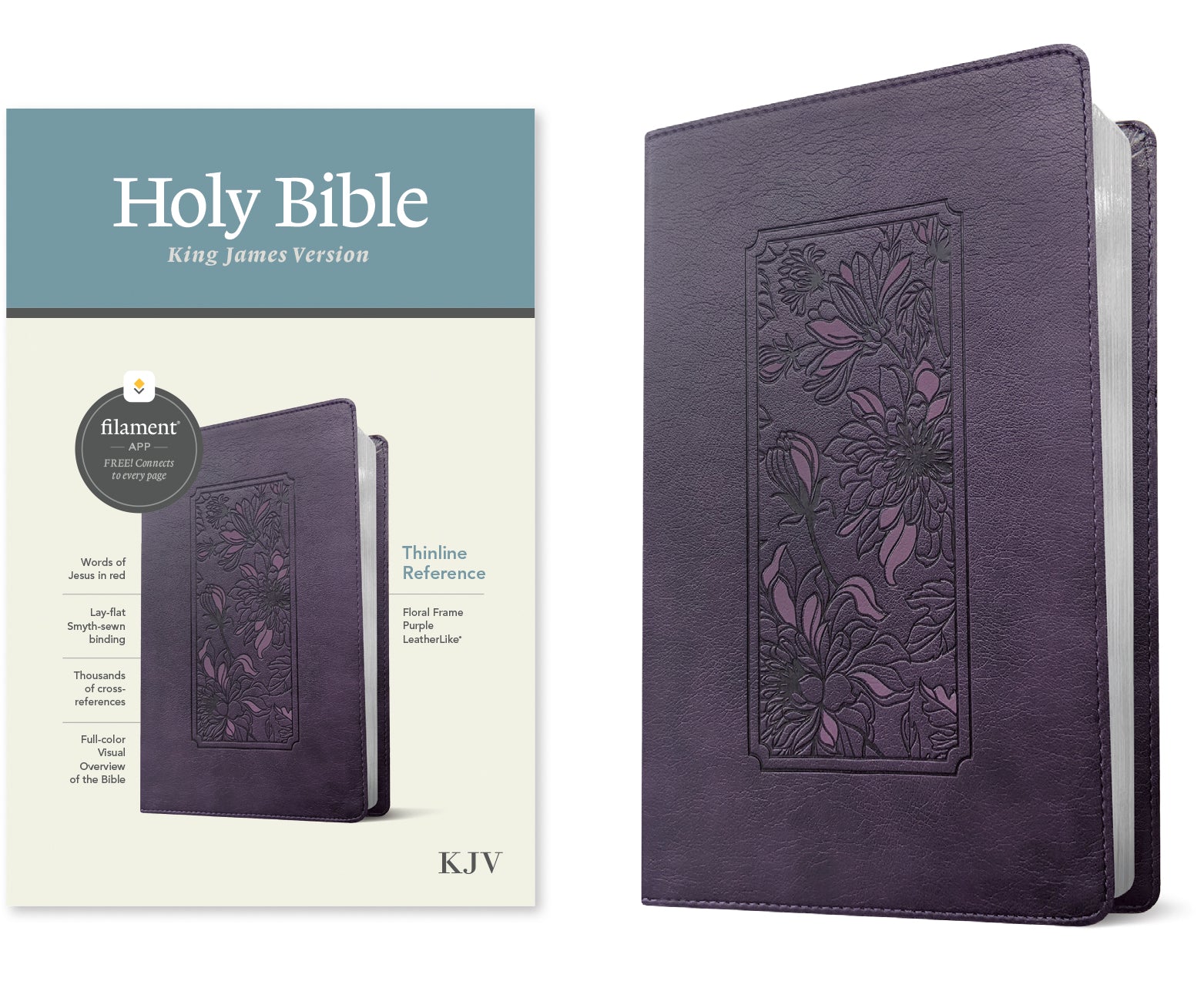 KJV Thinline Reference Bible Filament Enabled Edition Floral Frame Purple (Red Letter Edition)