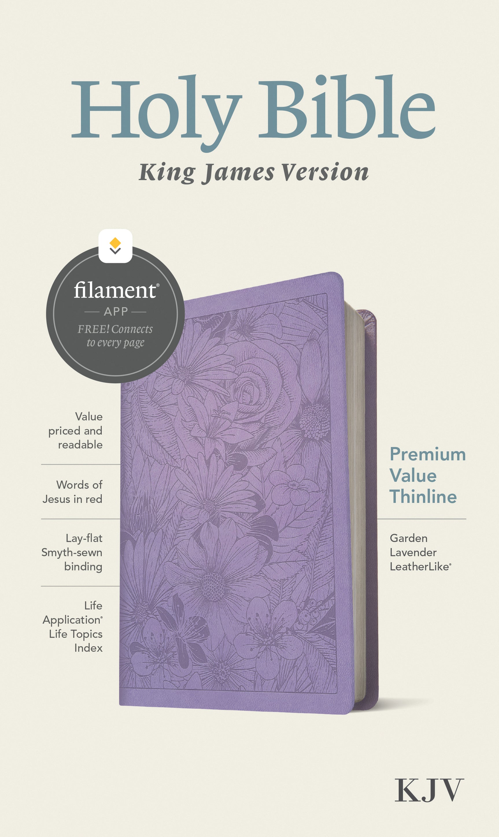 KJV Premium Value Thinline Bible Filament Enabled Edition Garden Lavender (Red Letter Edition)