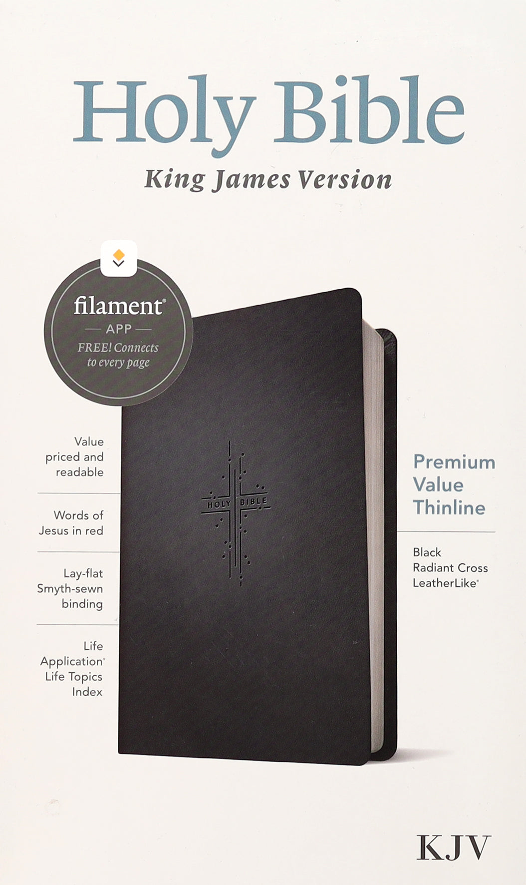 KJV Premium Value Thinline Bible Filament Enabled Edition Black Radiant Cross (Red Letter Edition)