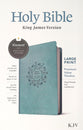 KJV Large Print Premium Value Thinline Bible Filament Enabled Edition Floral Wreath Teal (Red Letter Edition)