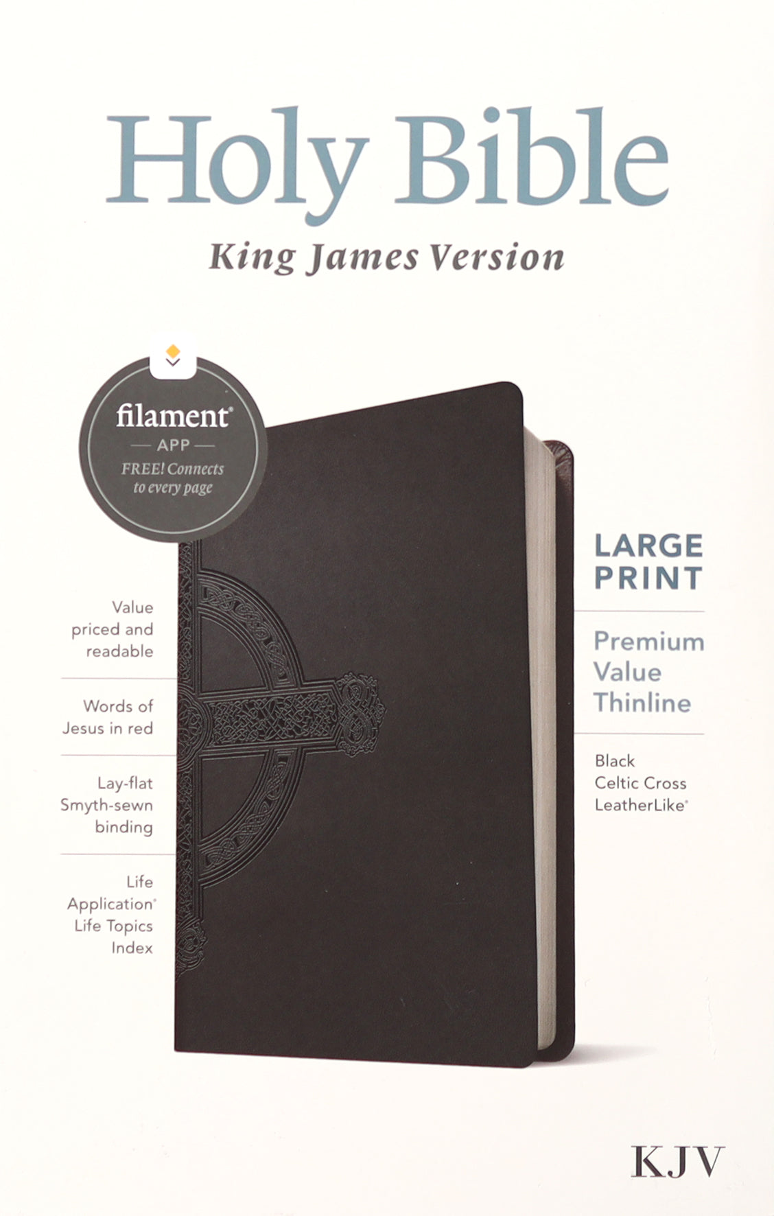 KJV Large Print Premium Value Thinline Bible Filament Enabled Edition Black Celtic Cross (Red Letter Edition)