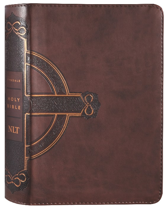 NLT Compact Giant Print Bible Filament Enabled Edition Mahogany Celtic Cross (Red Letter Edition)