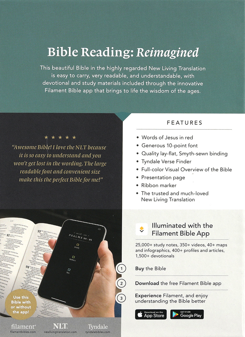 NLT Compact Giant Print Bible Filament Enabled Edition Navy Blue Cross (Red Letter Edition)