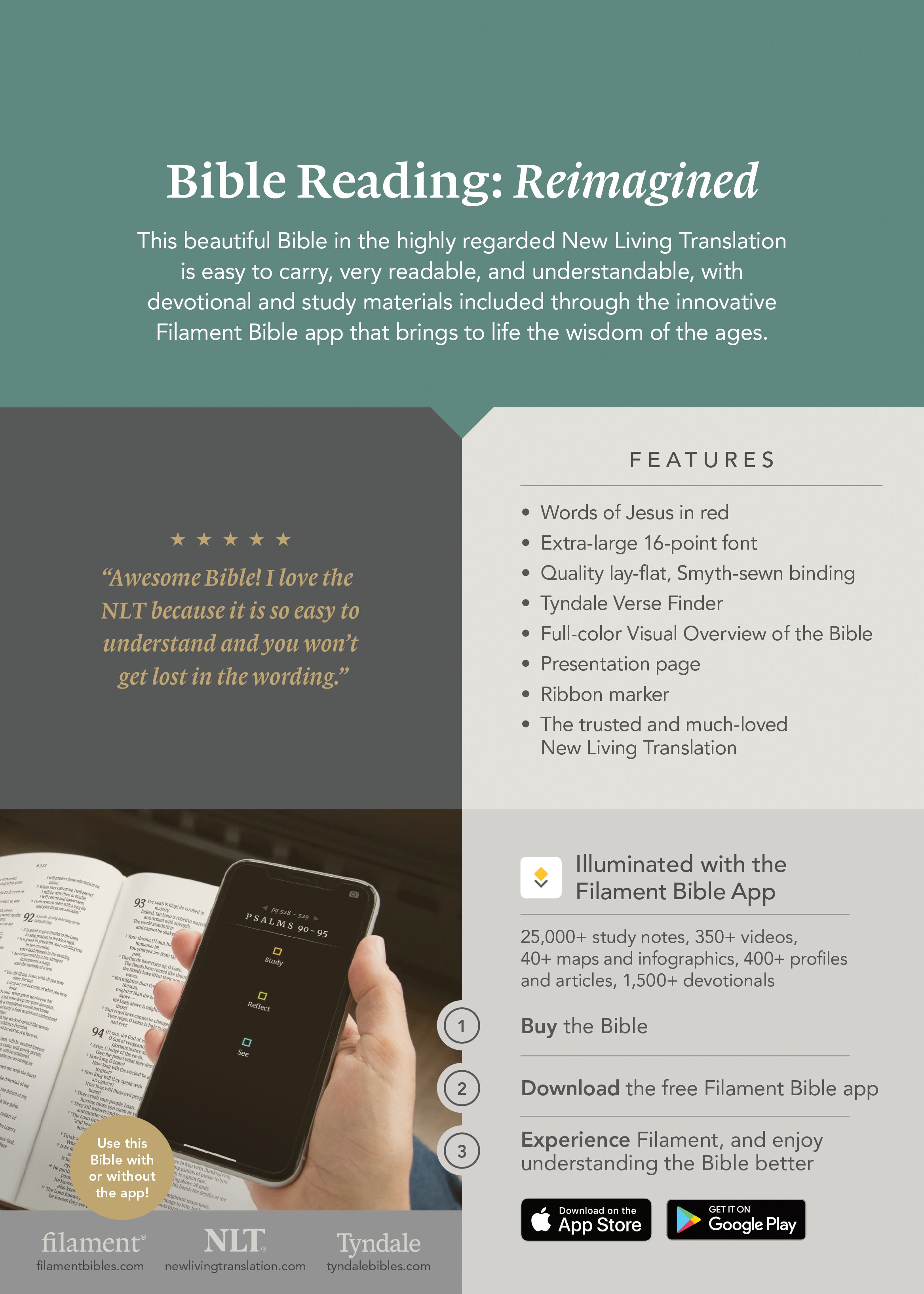 NLT Super Giant Print Bible Filament Enabled Edition Blush Floral Dayspring Signature Collection (Red Letter Edition) (Dayspring Signature Collection)