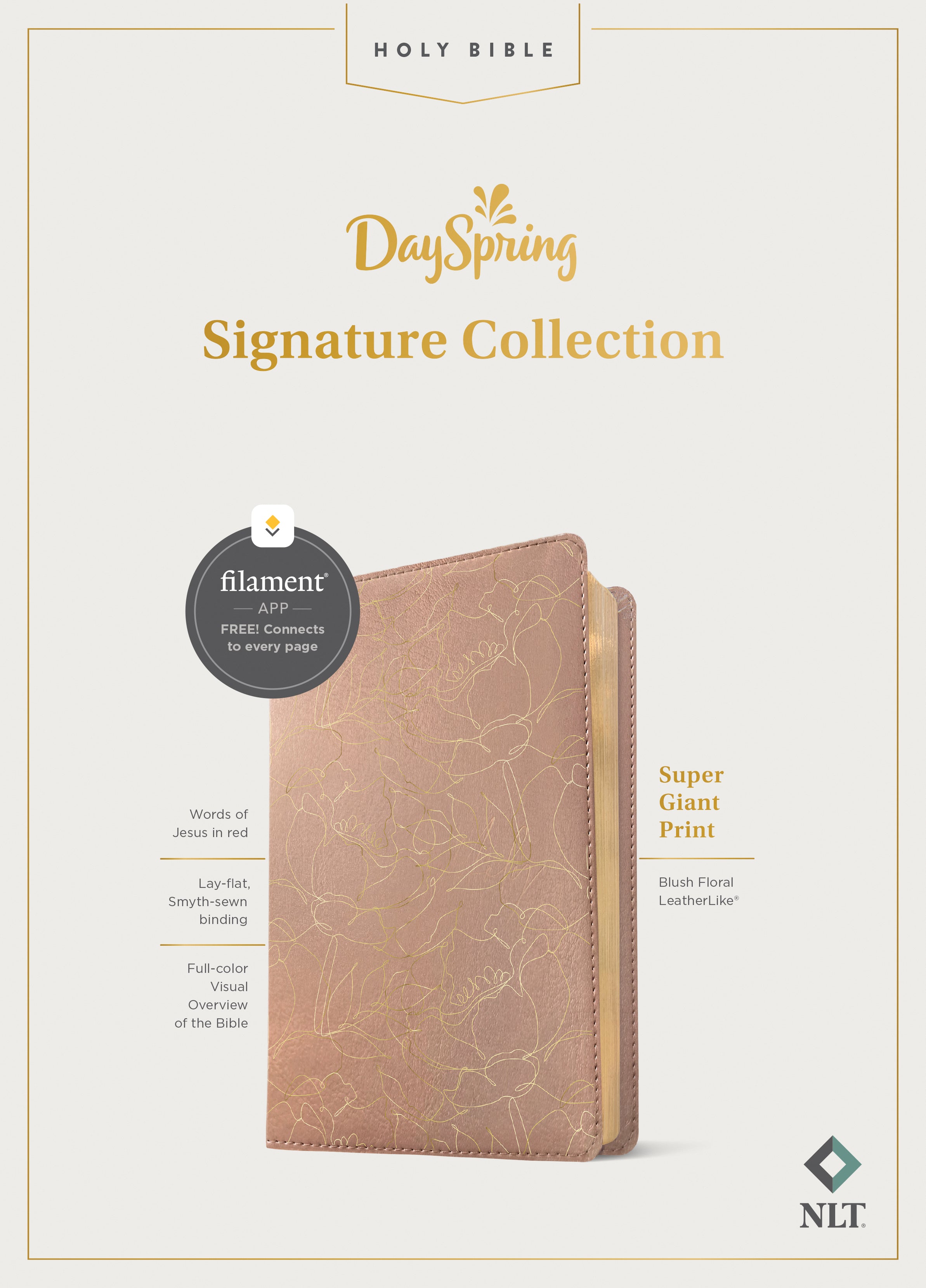 NLT Super Giant Print Bible Filament Enabled Edition Blush Floral Dayspring Signature Collection (Red Letter Edition) (Dayspring Signature Collection)