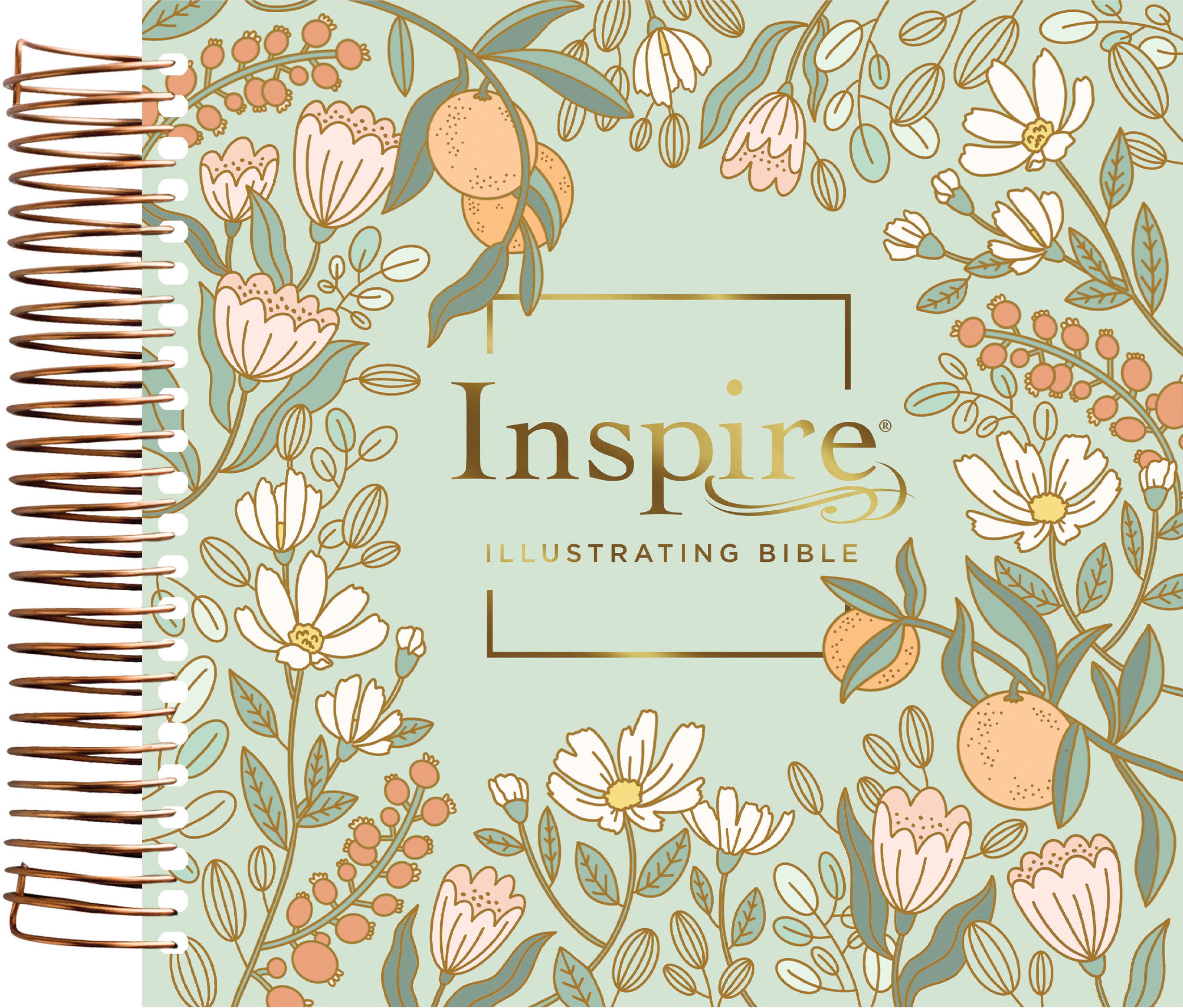 NLT Inspire Illustrating Bible Filament-Enabled Edition Mint Floral Garden