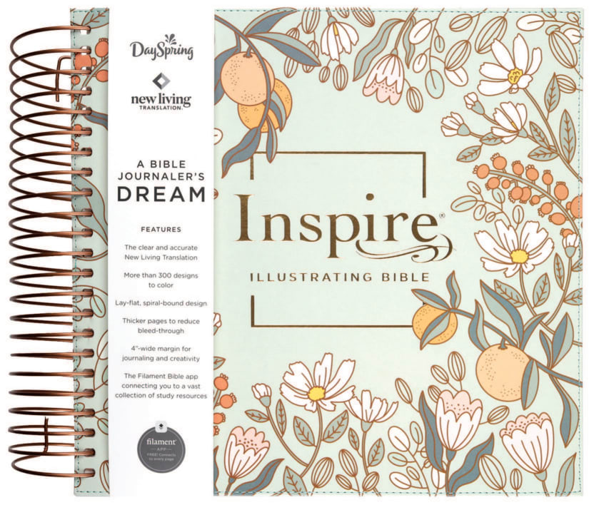 NLT Inspire Illustrating Bible Filament-Enabled Edition Mint Floral Garden