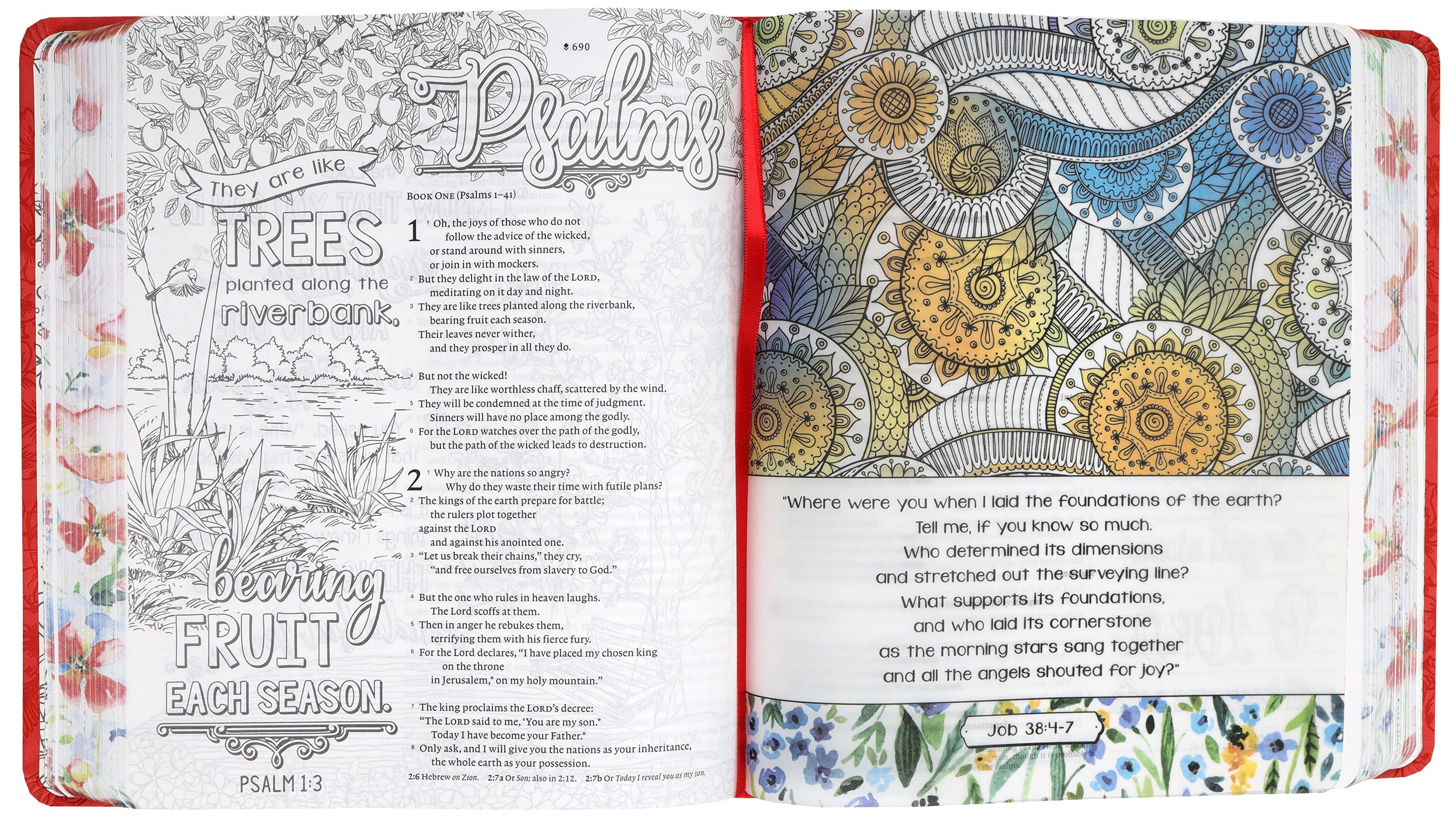 NLT Inspire Faith Bible Filament Enabled Edition Coral Blooms