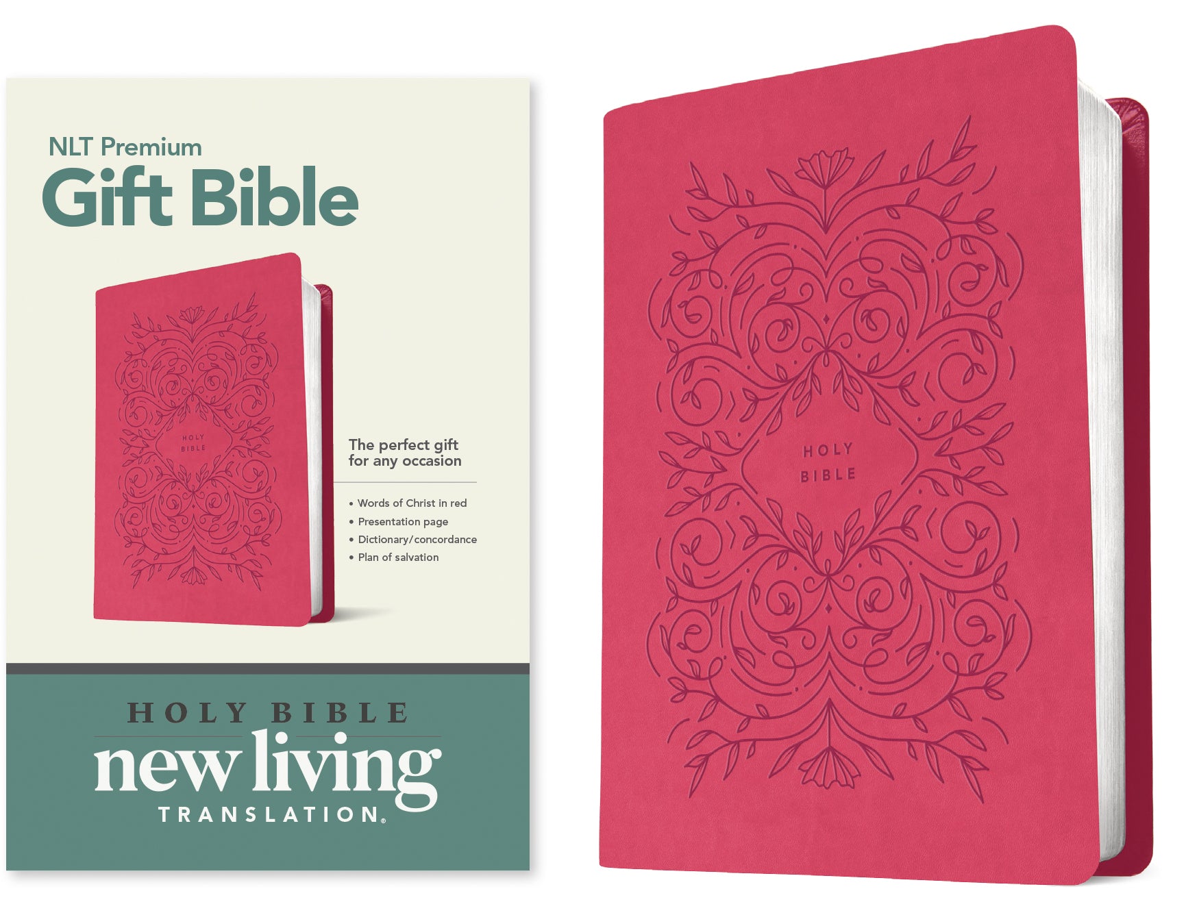 NLT Premium Gift Bible Very Berry Pink Vines (Red Letter Edition)