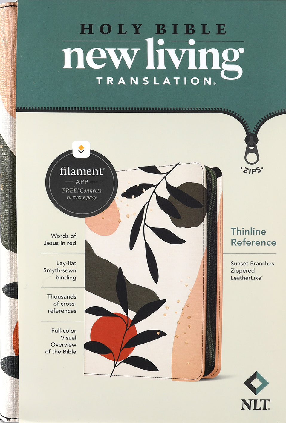 NLT Thinline Reference Zipper Bible Filament Enabled Edition Sunset Branches (Red Letter Edition)
