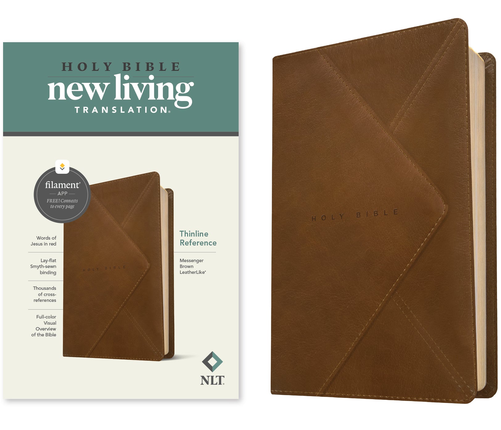 NLT Thinline Reference Bible Filament Enabled Edition Messenger Brown (Red Letter Edition)