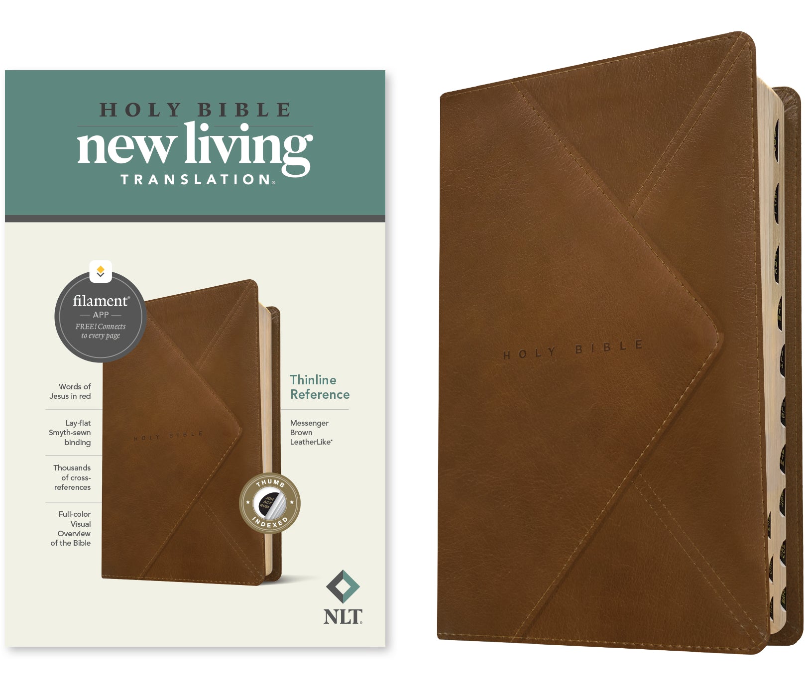 NLT Thinline Reference Bible Filament Enabled Edition Messenger Brown Indexed (Red Letter Edition)