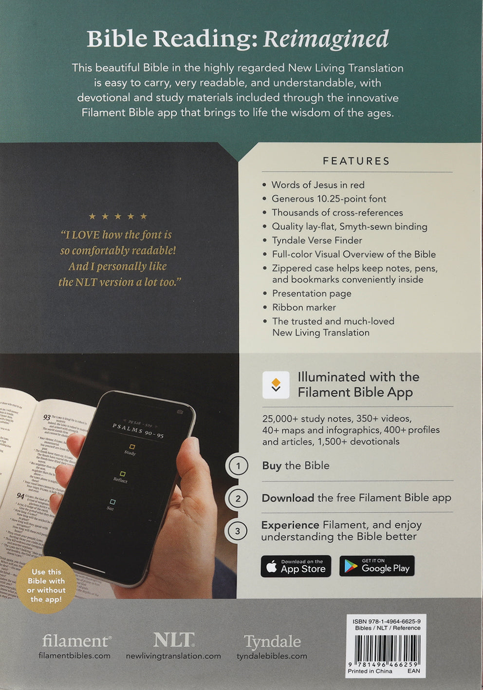 NLT Large Print Thinline Reference Zipper Bible Filament Enabled Edition Meadow Navy/Pink (Red Letter Edition)