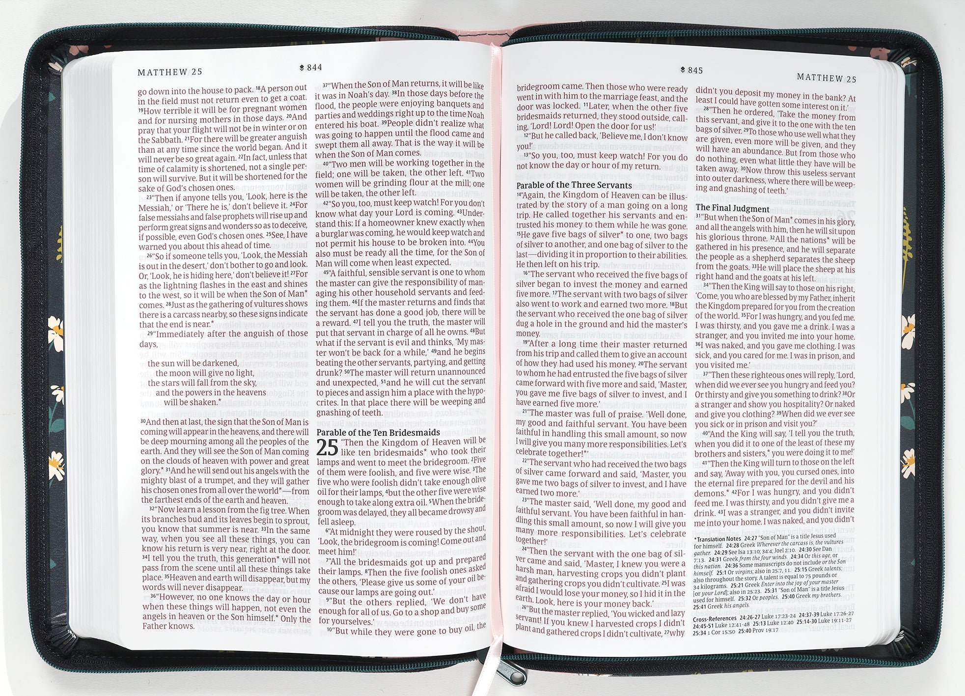 NLT Large Print Thinline Reference Zipper Bible Filament Enabled Edition Meadow Navy/Pink (Red Letter Edition)