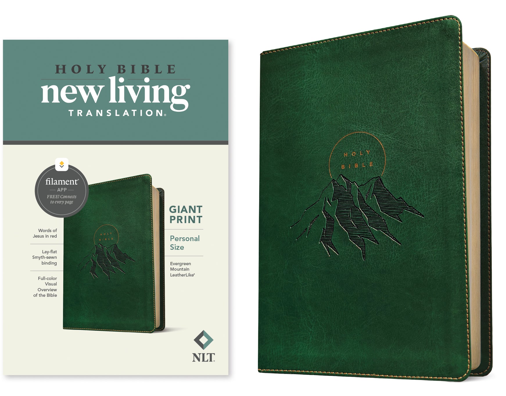 NLT Personal Size Giant Print Bible Filament Enabled Edition Evergreen Mountain (Red Letter Edition)