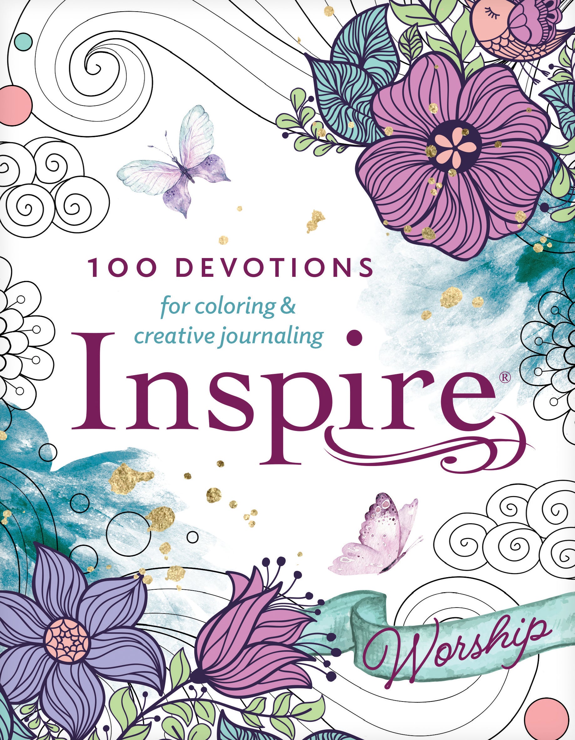 Inspire: Worship:100 Devotions For Coloring and Creative Journaling