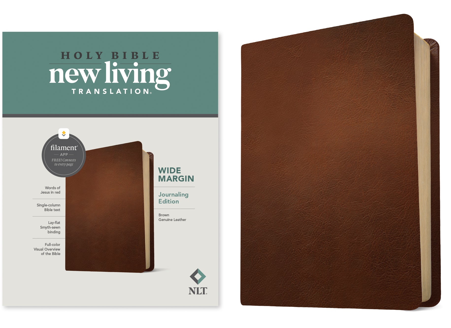 NLT Wide Margin Bible Filament Enabled Edition Brown (Red Letter Edition)