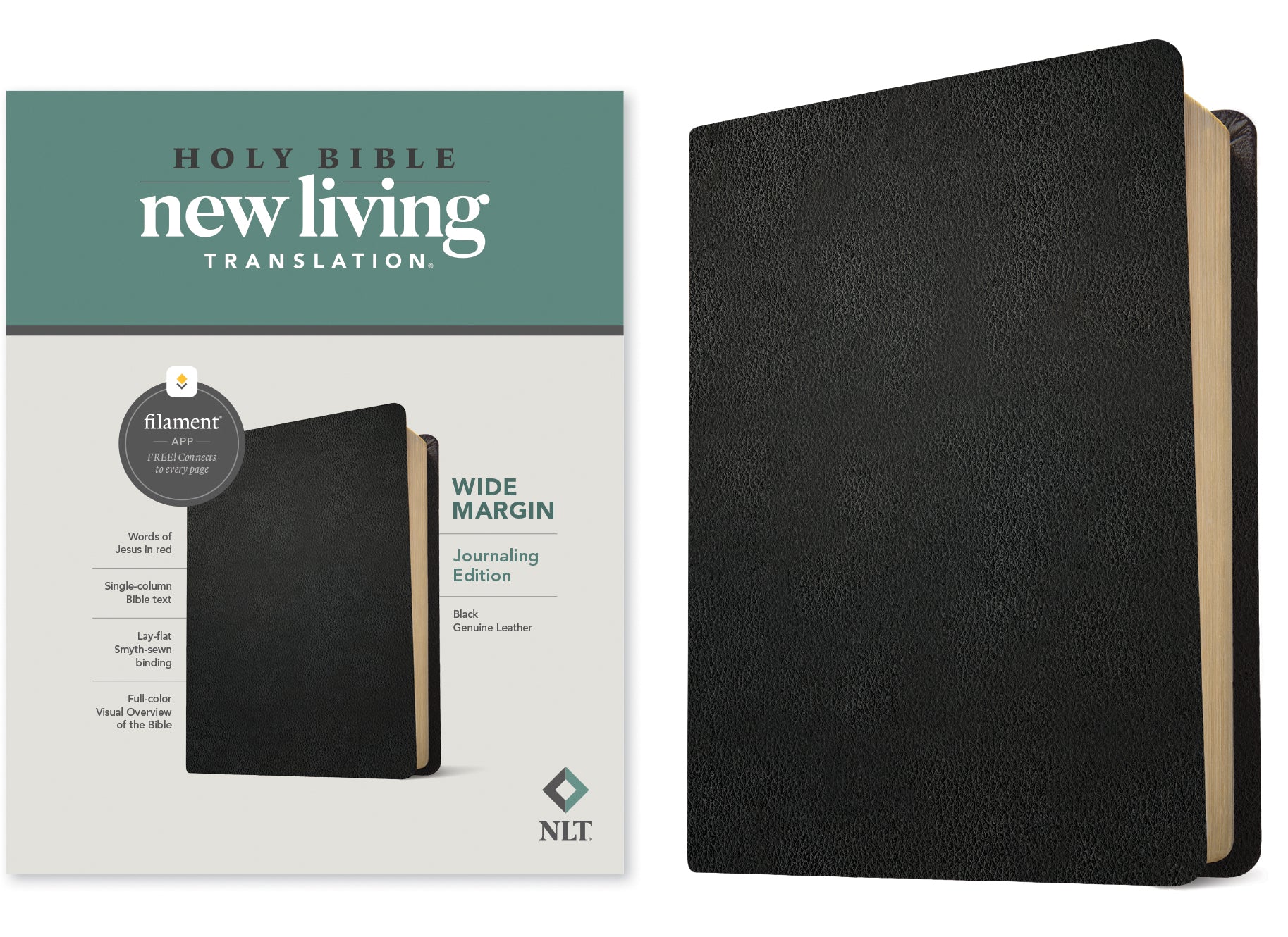 NLT Wide Margin Bible Filament Enabled Edition Black (Red Letter Edition)