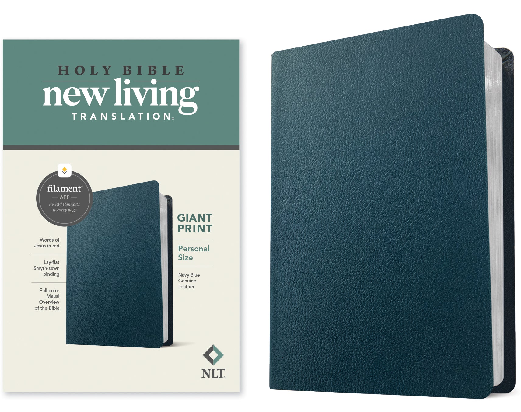 NLT Personal Size Giant Print Bible Filament Enabled Edition Navy Blue (Red Letter Edition)