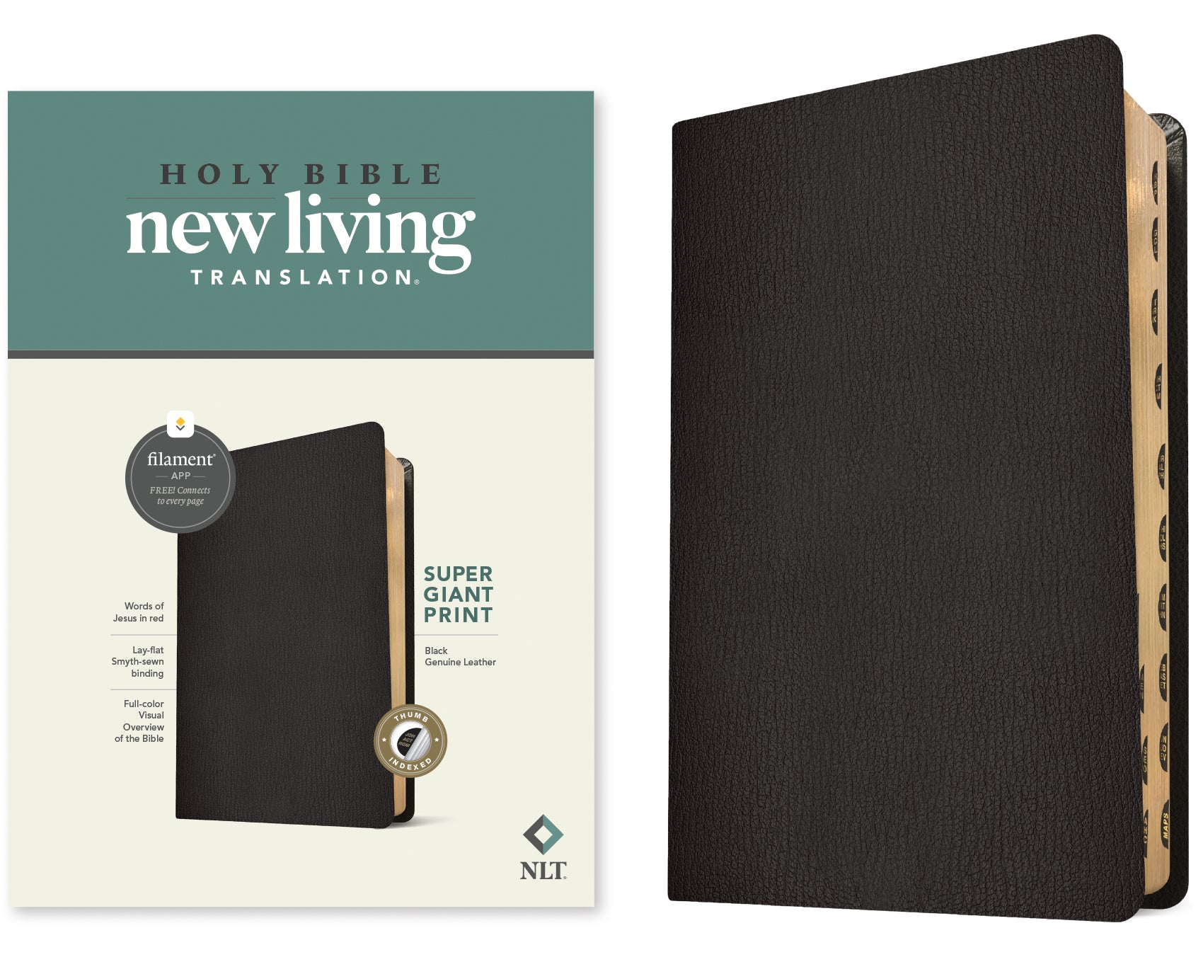 NLT Super Giant Print Bible Filament-Enabled Edition Black Indexed (Red Letter Edition)