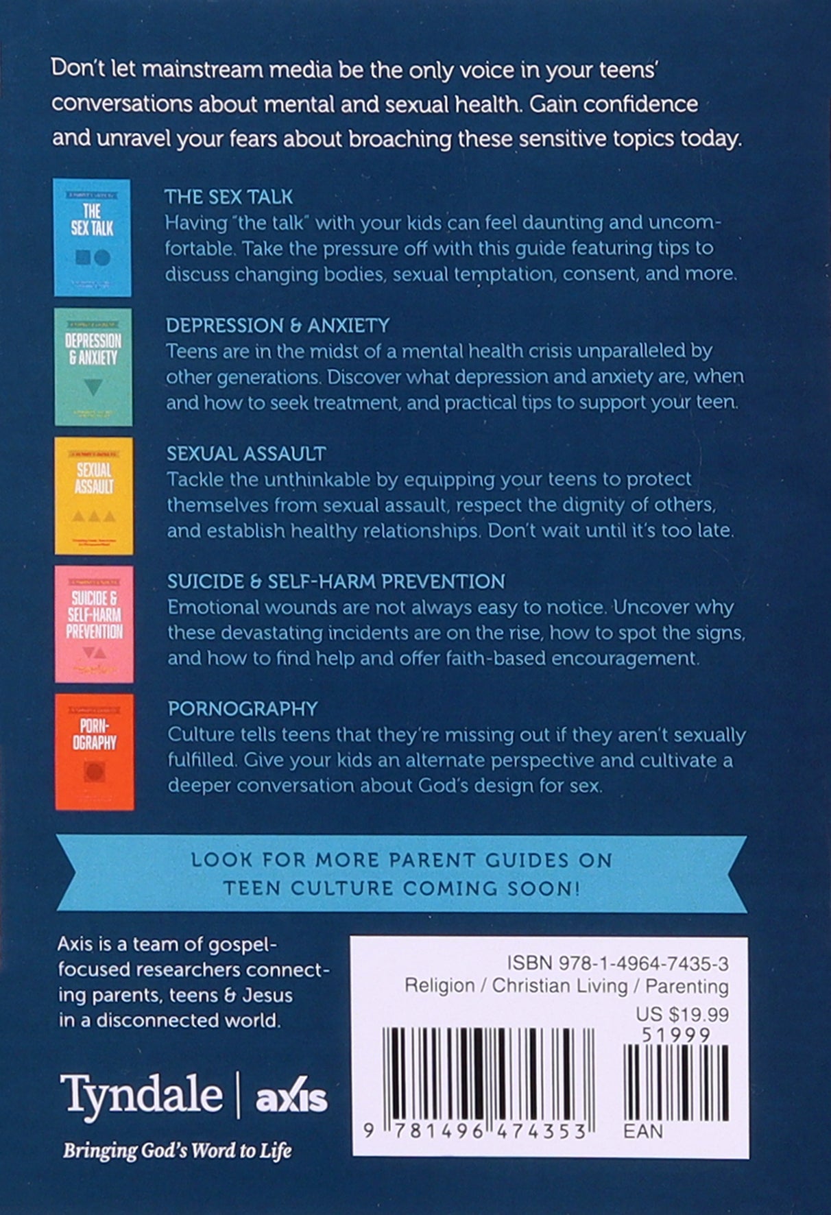 Parent Guides to Mental & Sexual Health: 5 Conversation Starters: The Sex Talk/Pornography/Sexual Assault/Suicide & Self-Harm Prevention/Depression & Anxiety (Axis Parents Guide Series)