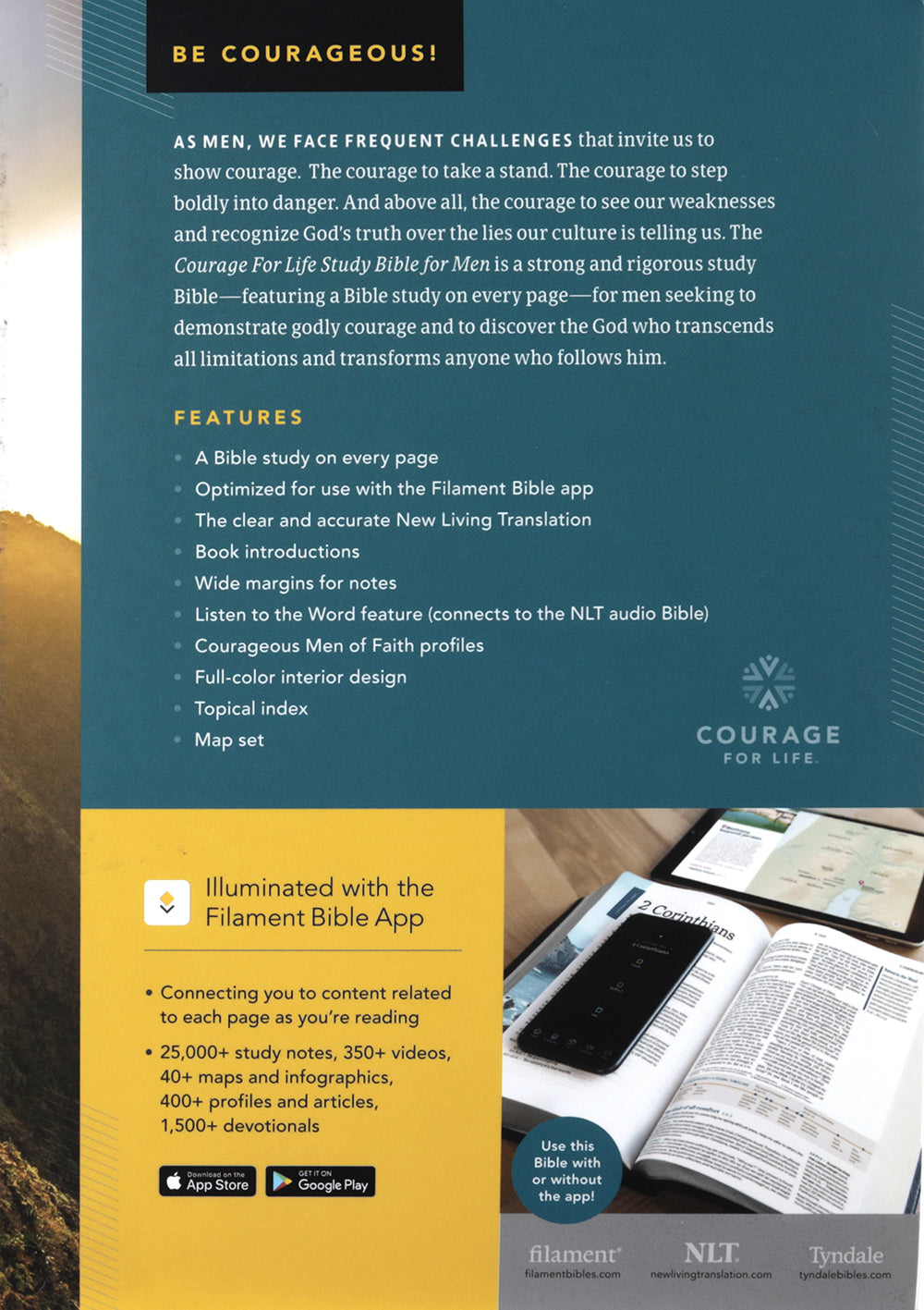 NLT Courage For Life Study Bible For Men Filament-Enabled Edition