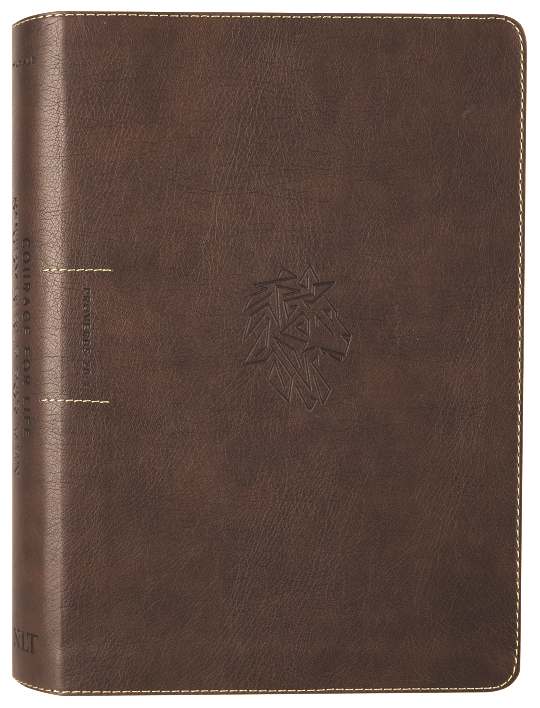 NLT Courage For Life Study Bible For Men Filament-Enabled Edition Rustic Brown Lion
