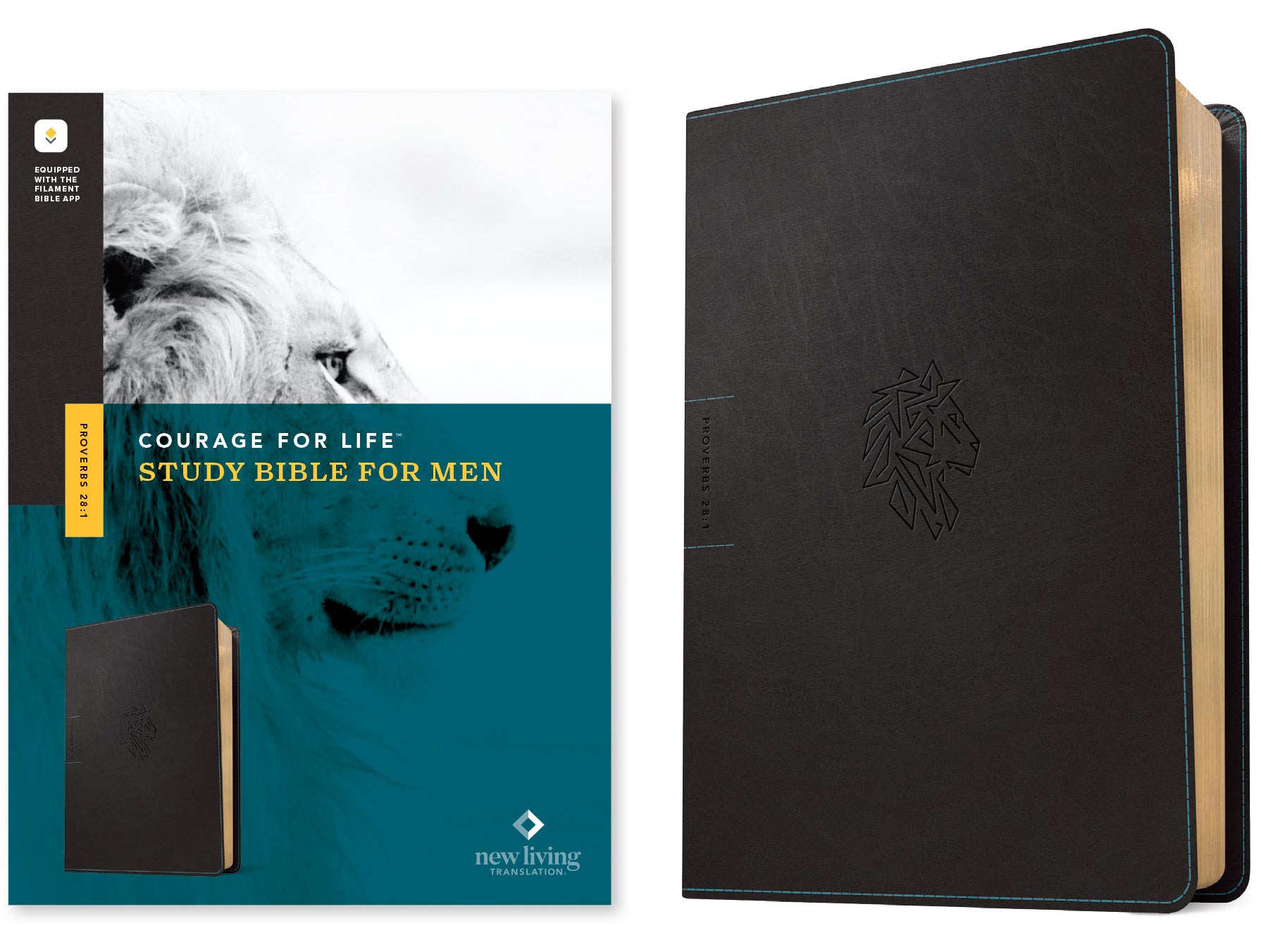 NLT Courage For Life Study Bible For Men Filament-Enabled Edition Onyx Lion