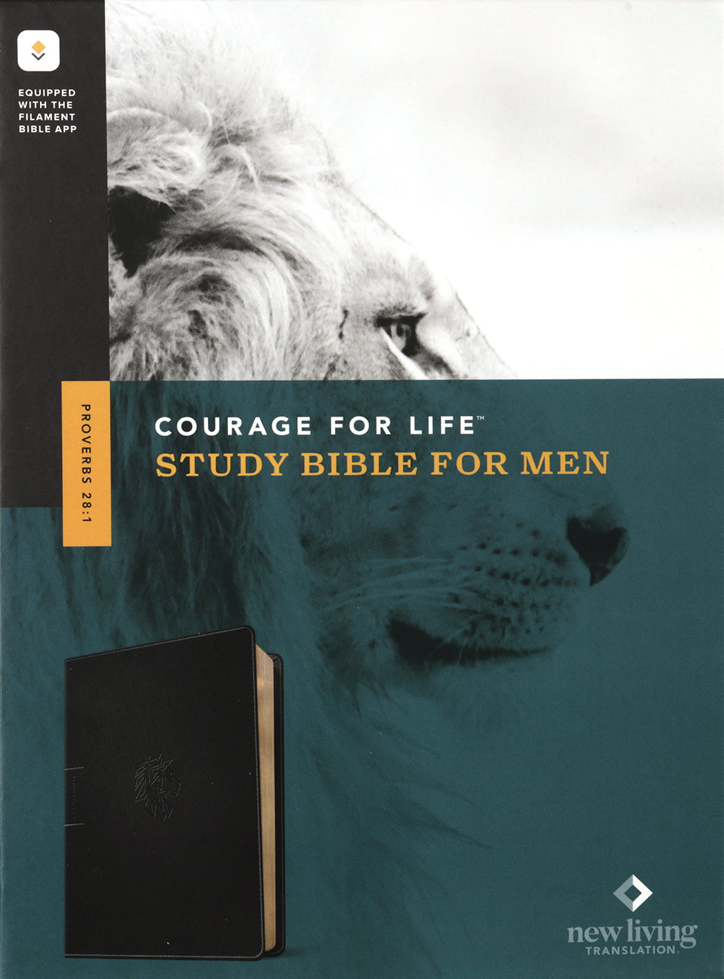 NLT Courage For Life Study Bible For Men Filament-Enabled Edition Onyx Lion