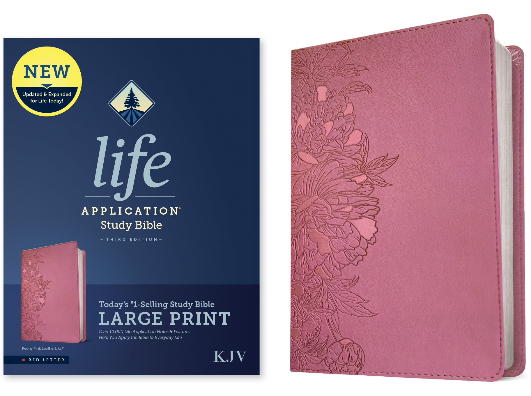 KJV Life Application Study Bible Large Print Peony Pink (Red Letter Edition) (3rd Edition)