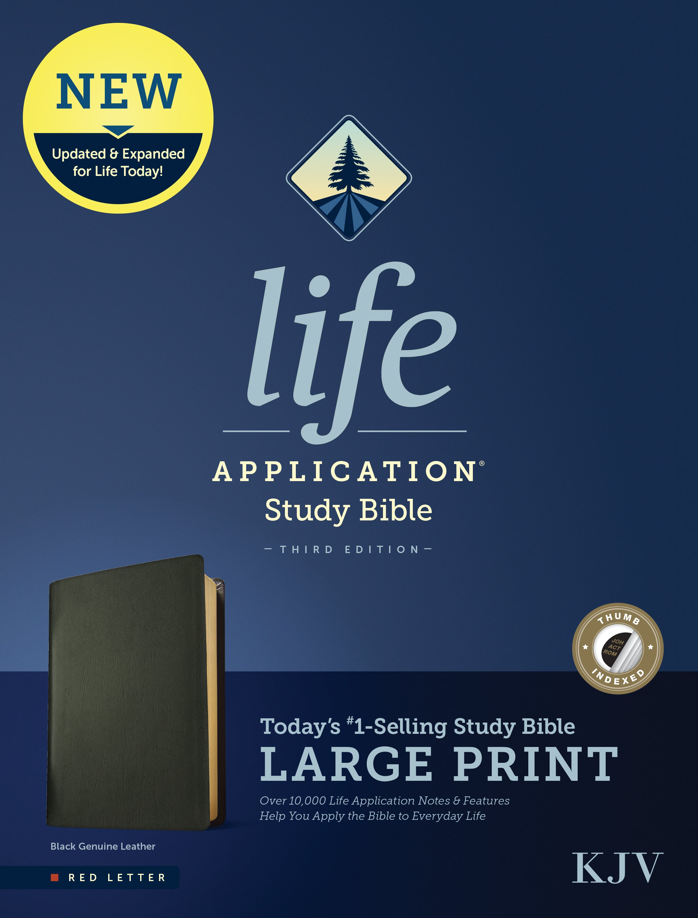 KJV Life Application Study Bible, Third Edition, Large Print (Genuine Leather, Black, Indexed, Red Letter)