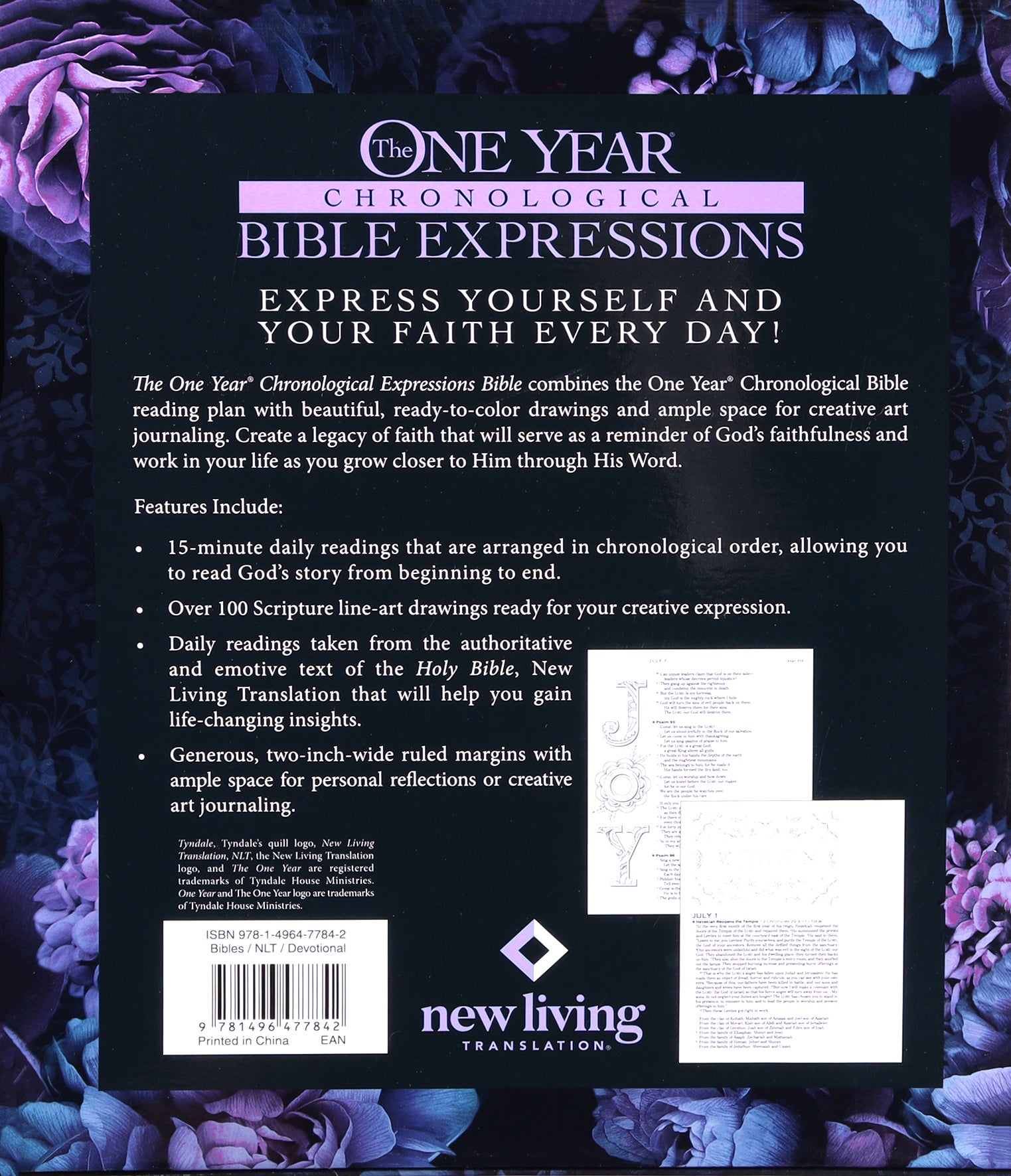 NLT One Year Chronological Bible Expressions Imperial Purple