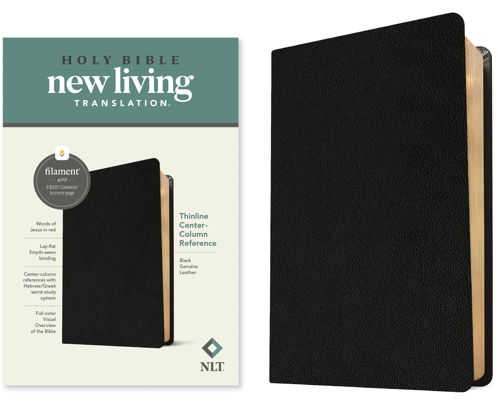 NLT Thinline Center-Column Reference Bible Filament-Enabled Edition Black (Red Letter Edition)